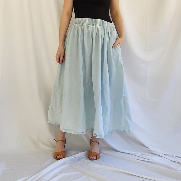 90s Guess Blue Cotton Maxi‎ Skirt - Picture 1 of 7
